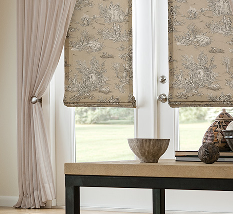 Functional fabric shades reflect your personal style - Looped Roman Shade - Classic Roman Shade - Seamless Roman Shade - Relaxed Roman Shade - Balloon Shade - Cordless and motorized shades, availble in most styles.